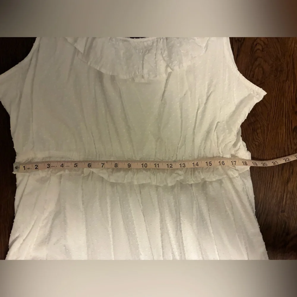 J. Crew White Swiss Dot Printed Ruffle Tiered Midi Dress w Tie Back - Size 20